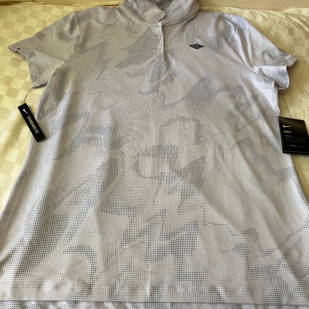 Women's Nike Golf Polo Dry fit Shirt/Top/Blouse Grey/White clr Short slvs Size L - Picture 3 of 12